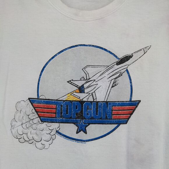 Retro 2021 Top Gun Graphic Print T-Shirt Mens L Short Sleeve White Crew Neck - Picture 3 of 11